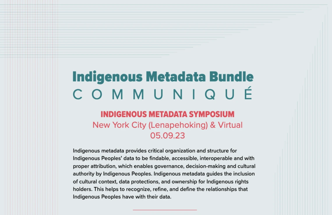 Indigenous Metadata Bundle Communiqué