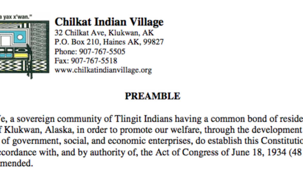 Chilkat Indian Village: Legislative Functions Excerpt Chilkat Indian Village: Legislative Functions Excerpt