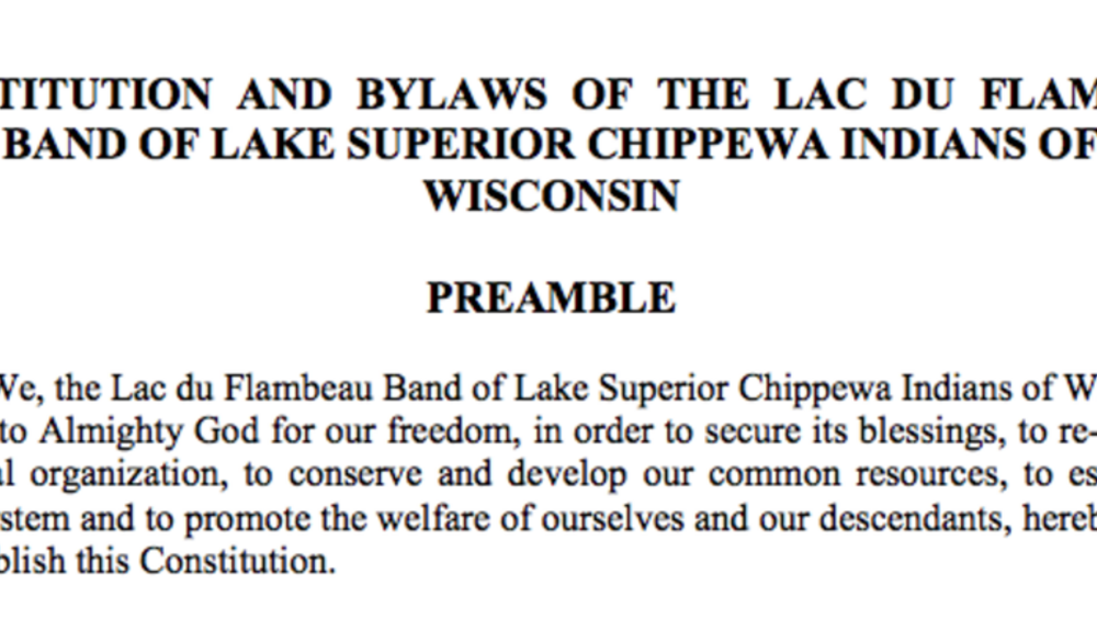 Lac du Flambeau Band of Lake Superior Chippewa Indians of Wisconsin: Governmental Structure Excerpt Lac du Flambeau Band of Lake Superior Chippewa Indians of Wisconsin: Governmental Structure Excerpt