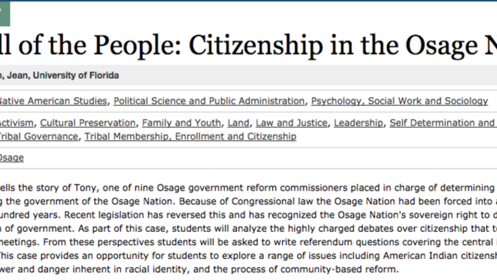 The Will of the People: Citizenship in the Osage Nation The Will of the People: Citizenship in the Osage Nation