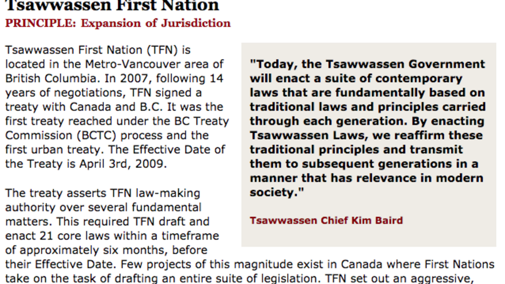 Best Practices Case Study (Expansion of Jurisdiction): Tsawwassen First Nation Best Practices Case Study (Expansion of Jurisdiction): Tsawwassen First Nation