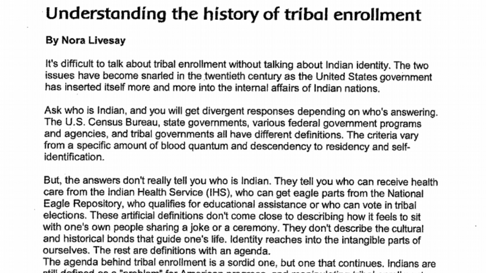 Understanding the history of tribal enrollment Understanding the history of tribal enrollment