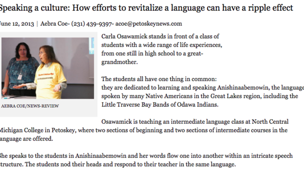 Speaking a culture: How efforts to revitalize a language can have a ripple effect Speaking a culture: How efforts to revitalize a language can have a ripple effect