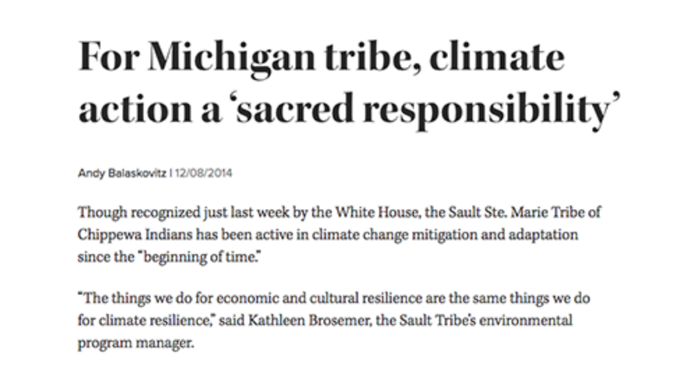 For Michigan tribe, climate action a ‘sacred responsibility’ For Michigan tribe, climate action a ‘sacred responsibility’