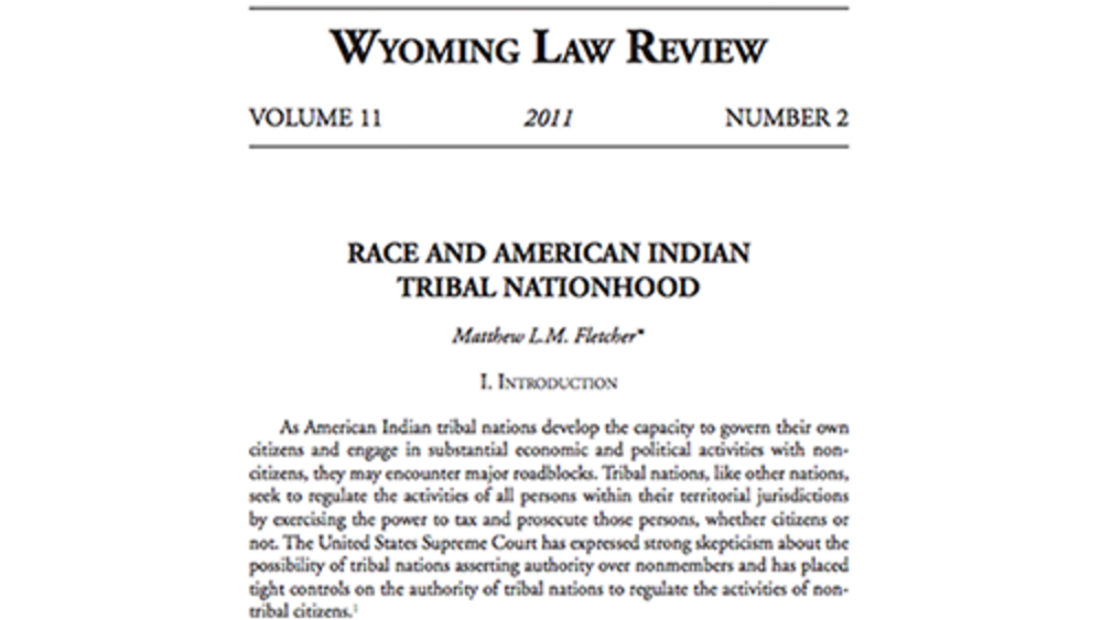 Race and American Indian Tribal Nationhood Race and American Indian Tribal Nationhood