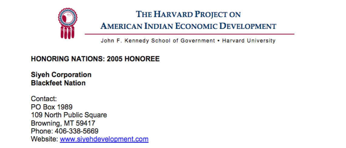 Blackfeet's Siyeh Corporation