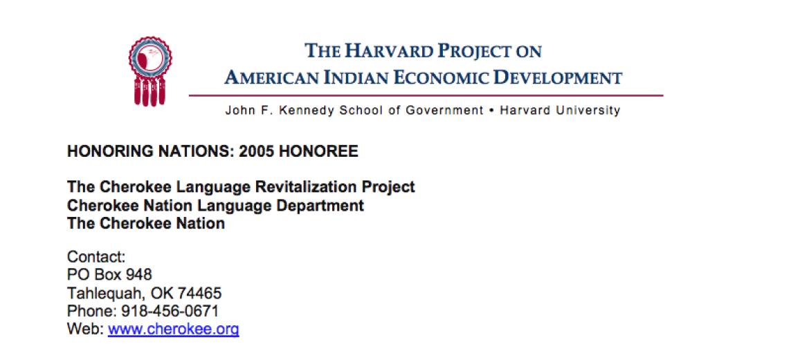 Cherokee Language Revitalization Project