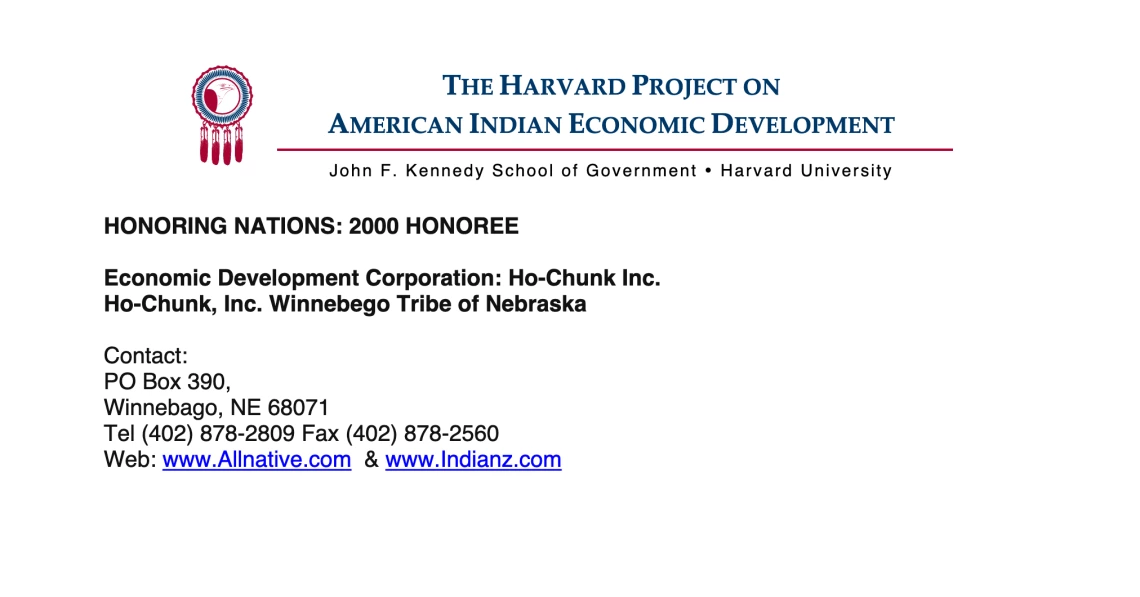 Economic Development Corporation: Ho-Chunk, Inc. Winnebego Tribe of Nebraska