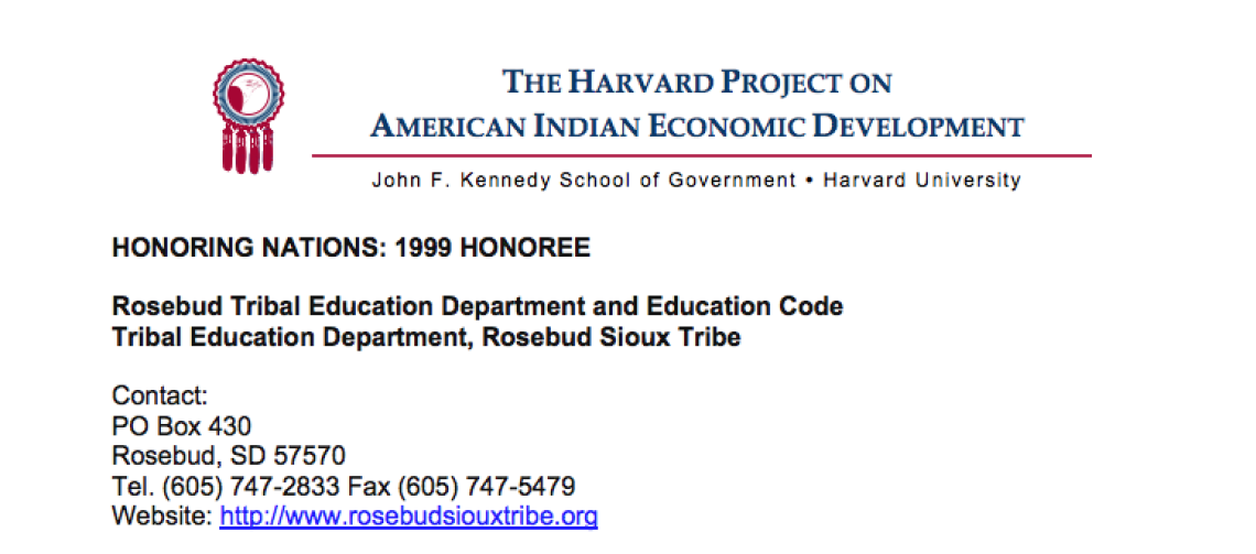Rosebud Sioux Tribal Education Department and Code
