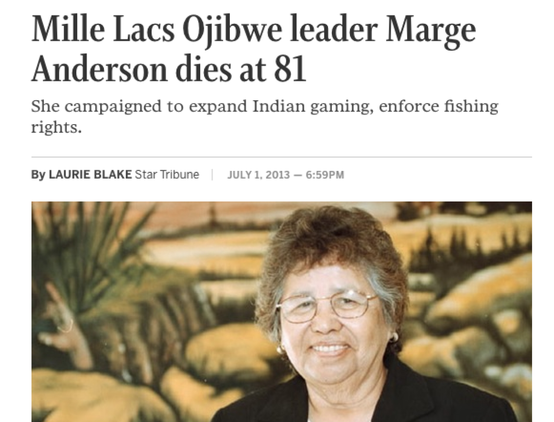 Mille Lacs Ojibwe leader Marge Anderson dies at 81