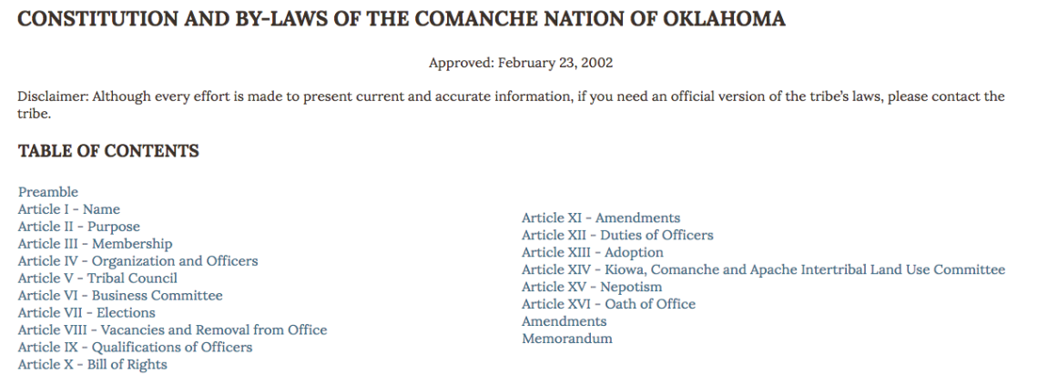 Comanche Nation: Citizenship Excerpt