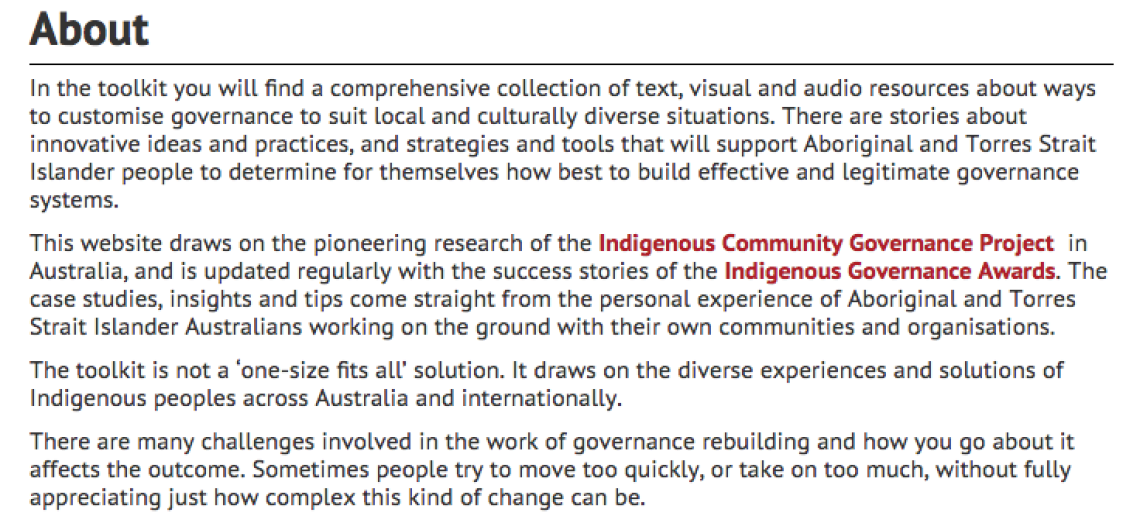 Indigenous Governance Toolkit