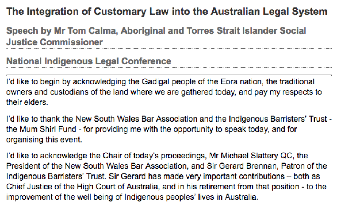 The Integration of Customary Law into the Australian Legal System