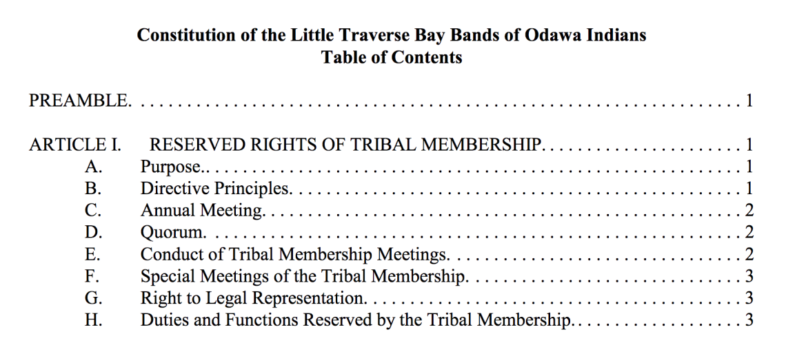 Little Traverse Bay Band of Odawa Indians: Governmental Structure Excerpt
