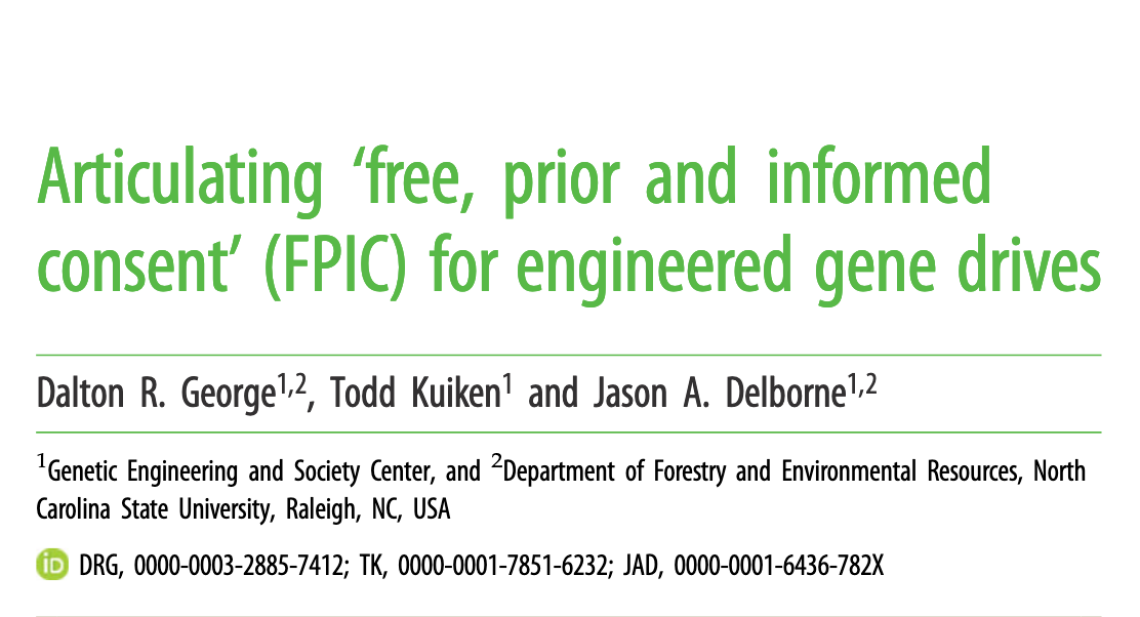 Articulating‘free, prior and informed consent’ (FPIC) for engineered gene drives