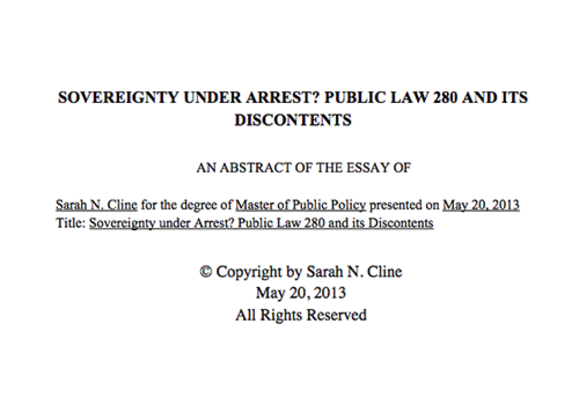 Sovereignty Under Arrest? Public Law 280 and Its Discontents