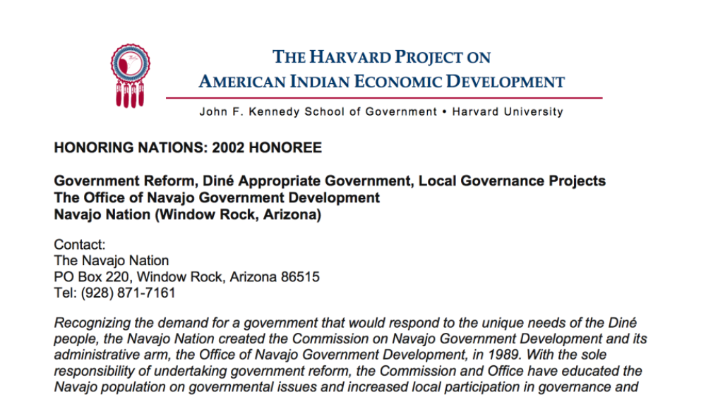 Diné (Navajo) Local Governance Projects