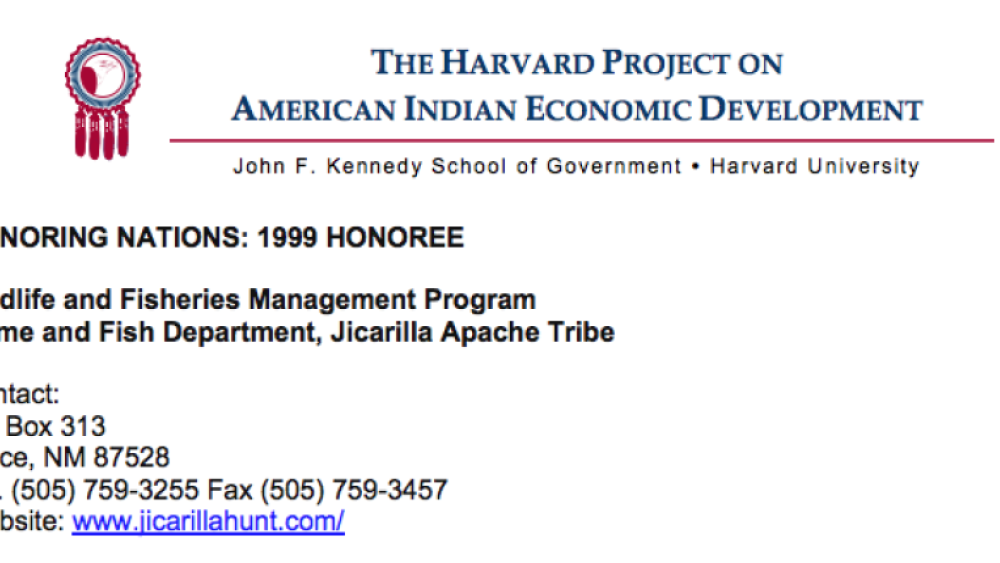 Jicarilla Apache's Wildlife and Fisheries Management Program