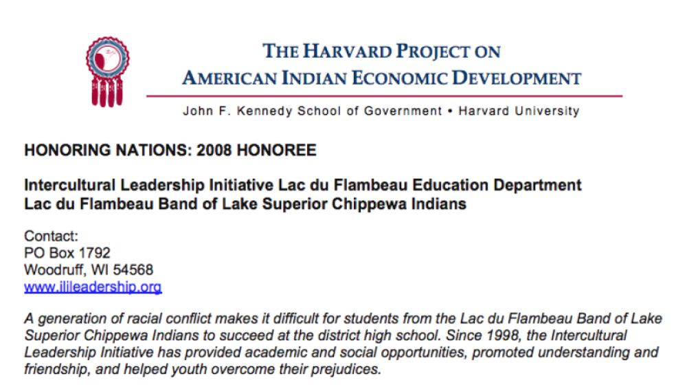 Lac du Flambeau's Intercultural Leadership Initiative