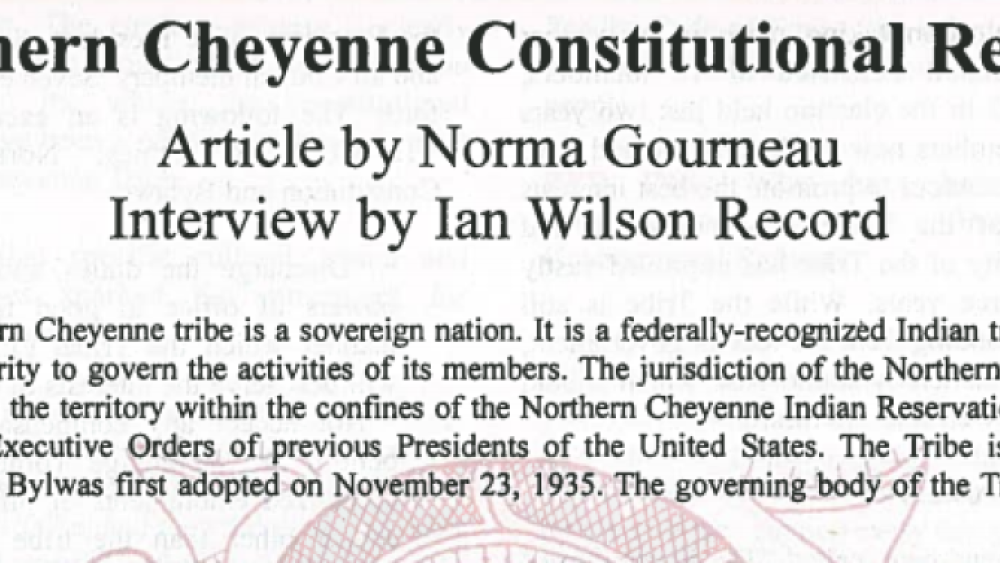 Northern Cheyenne Constitutional Reform