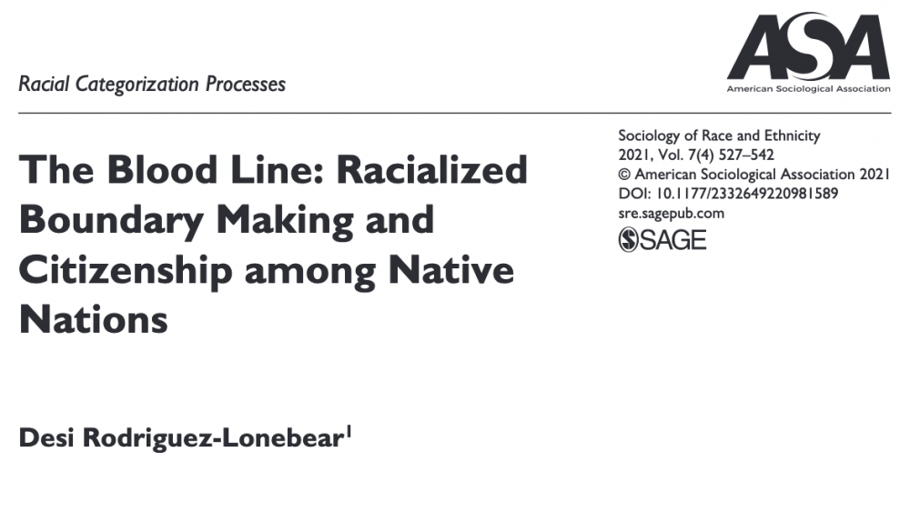 The Bloodline_Racialized Boundary Making and Citizenship Among Native Nations