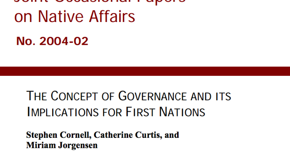 The Concept of Governance and its Implications for First Nations