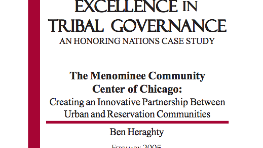 The Menominee Community Center of Chicago: Creating an Innovative Partnership Between Urban and Reservation Communities