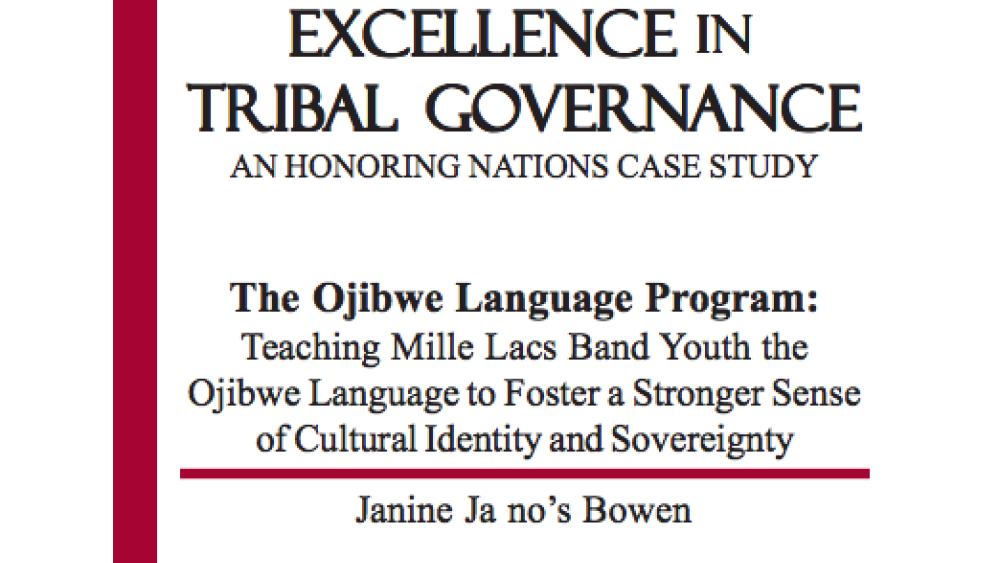 The Ojibwe Language Program: Teaching Mille Lacs Band Youth the Ojibwe Language to Foster a Stronger Sense of Cultural Identity and Sovereignty