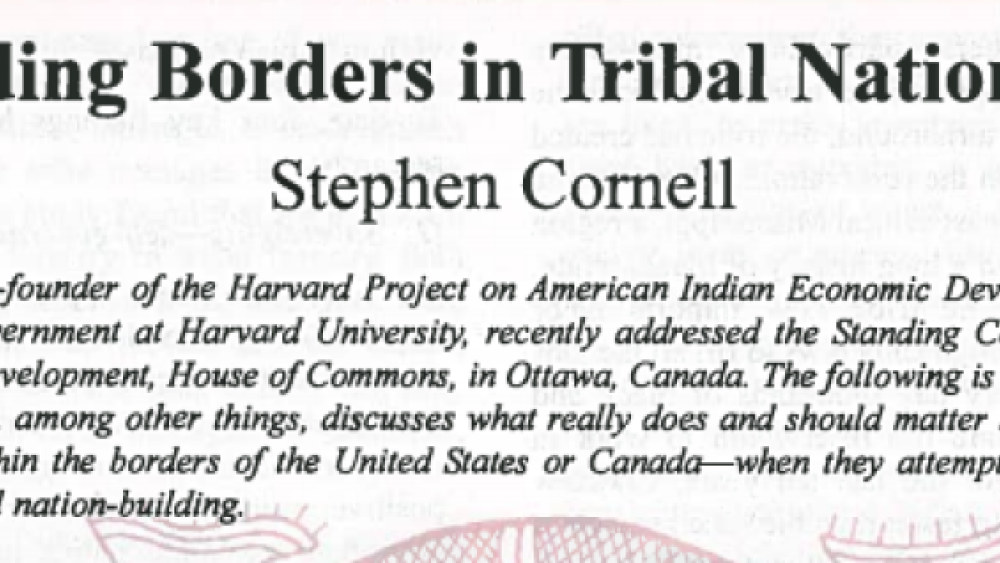 Transcending Borders in Tribal Nation-Building