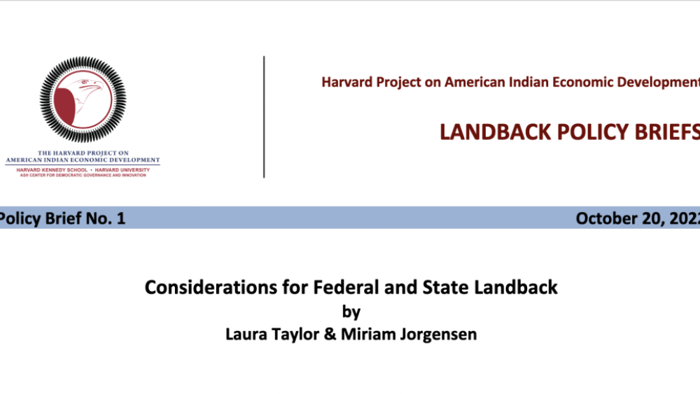 Considerations for Federal and State Landback