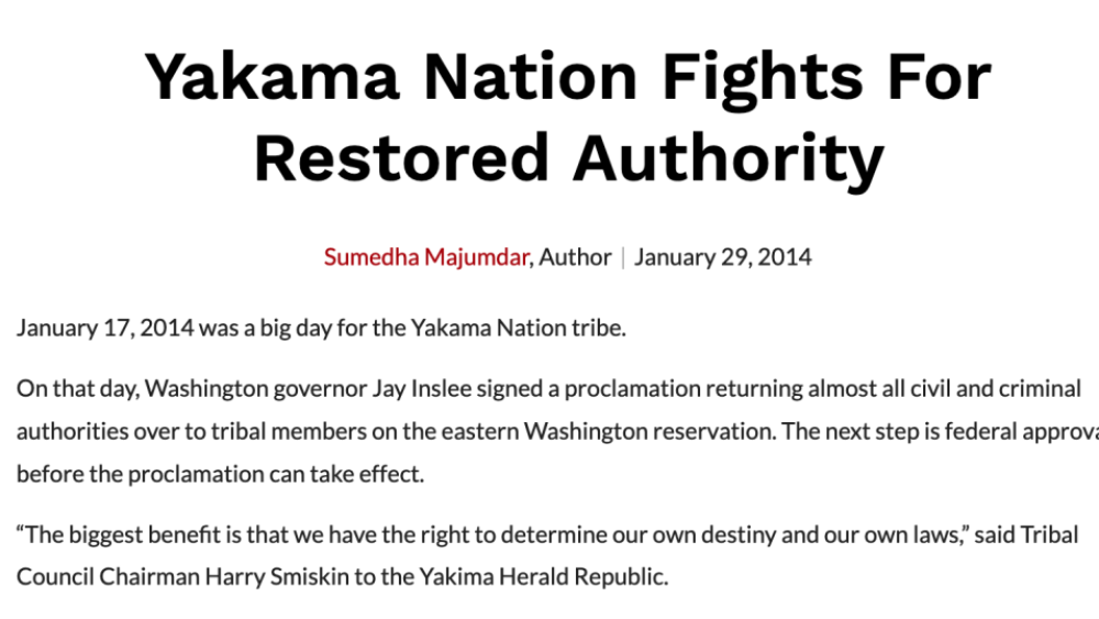 Yakama Nation Fights For Restored Authority