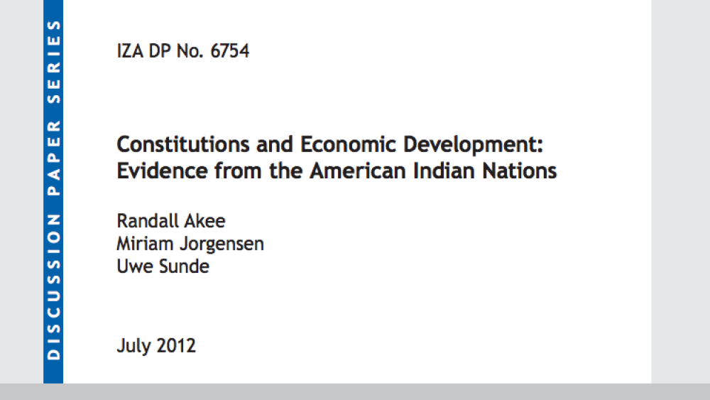Constitutions and Economic Development: Evidence from the American Indian Nations Constitutions and Economic Development: Evidence from the American Indian Nations