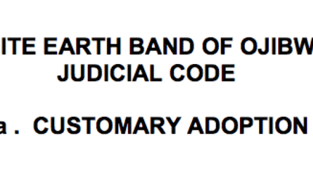 Customary Adoption Code, White Earth Band of Ojibwe