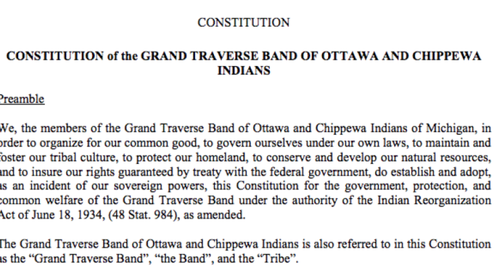 Grand Traverse BandÂ of Ottawa and Chippewa Indians: Preamble Excerpt