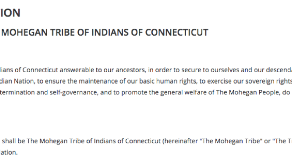 Mohegan Tribe: Legislative Functions Excerpt Mohegan Tribe: Legislative Functions Excerpt