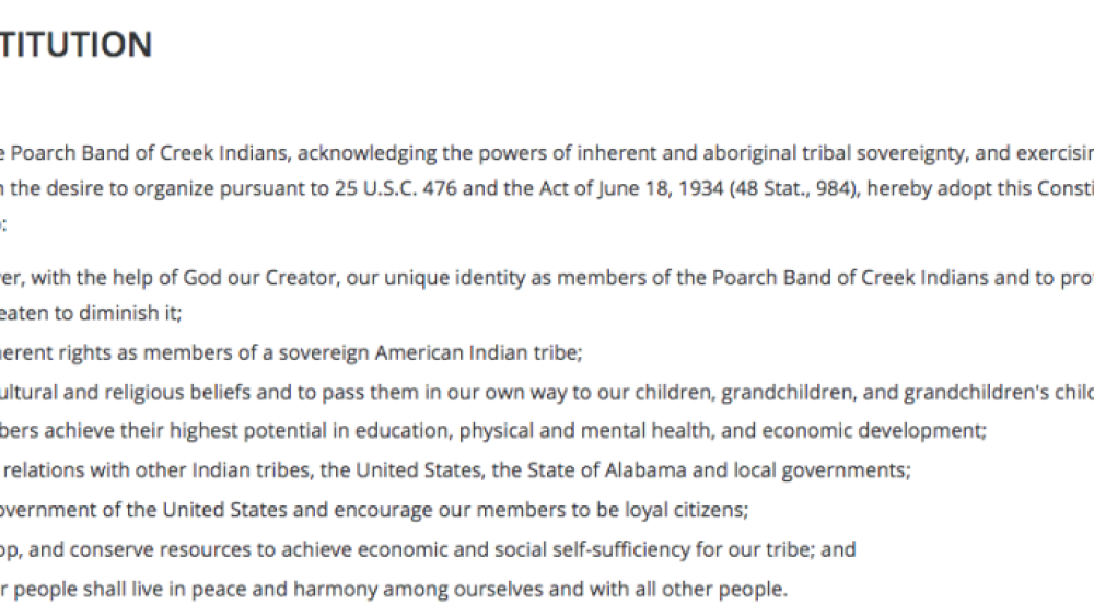 Poarch Band of Creek Indians: Preamble Excerpt Poarch Band of Creek Indians: Preamble Excerpt