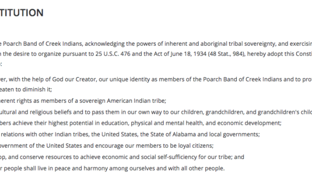 Poarch Band of Creek Indians: Preamble Excerpt