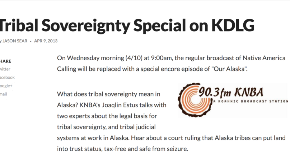 Tribal Sovereignty Special Tribal Sovereignty Special