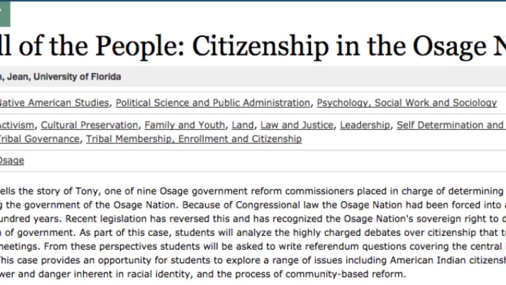 The Will of the People: Citizenship in the Osage Nation The Will of the People: Citizenship in the Osage Nation