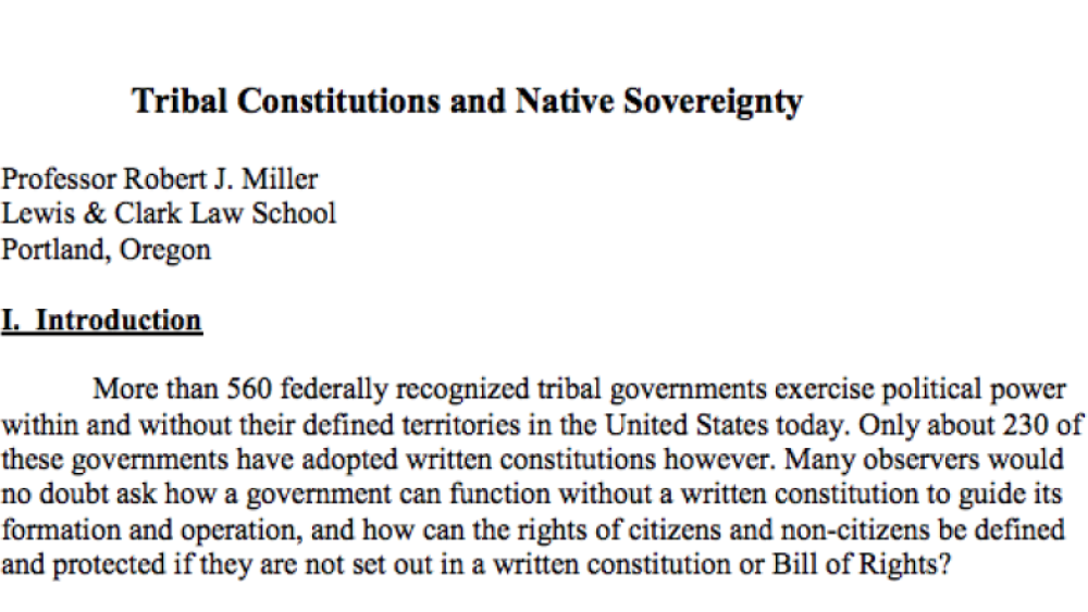 Tribal Constitutions and Native Sovereignty