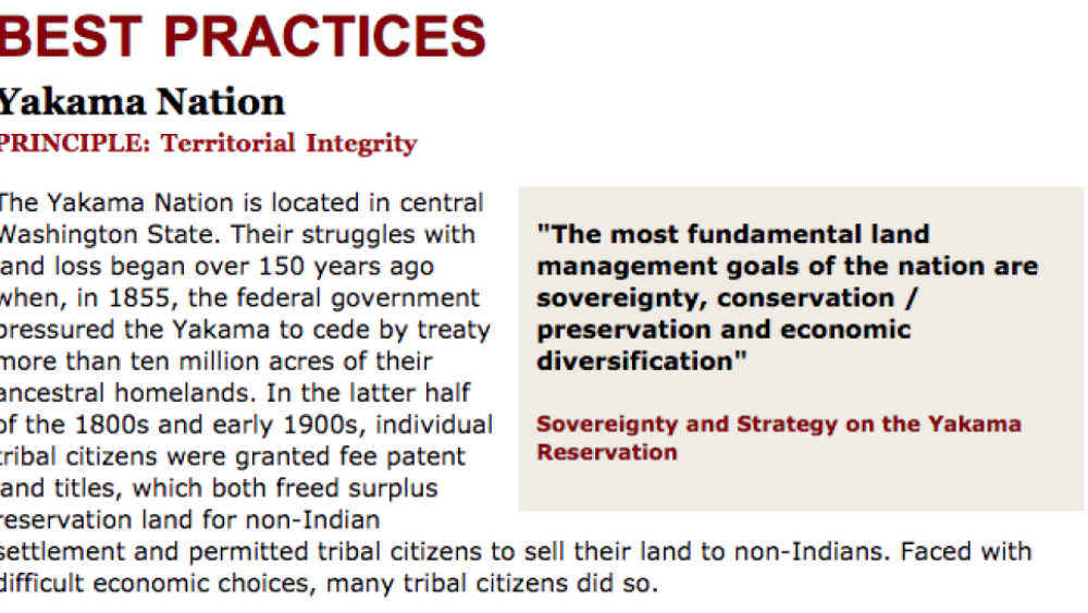 Best Practices Case Study (Territorial Integrity): Yakama Nation