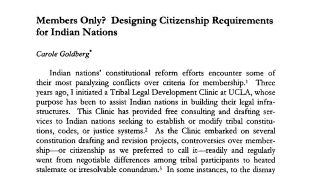 Members Only? Designing Citizenship Requirements for Indian Nations