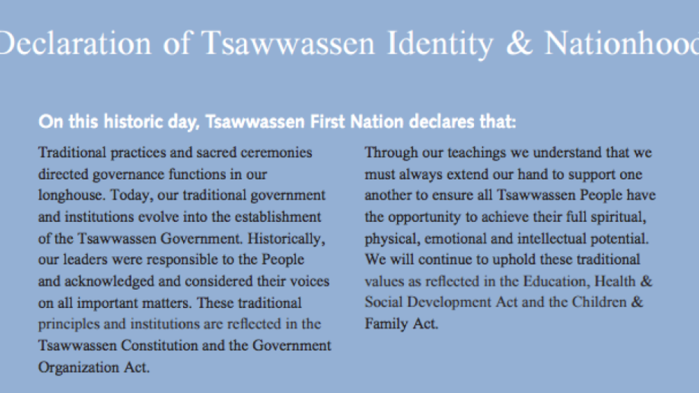 Declaration of Tsawwassen Identity & Nationhood