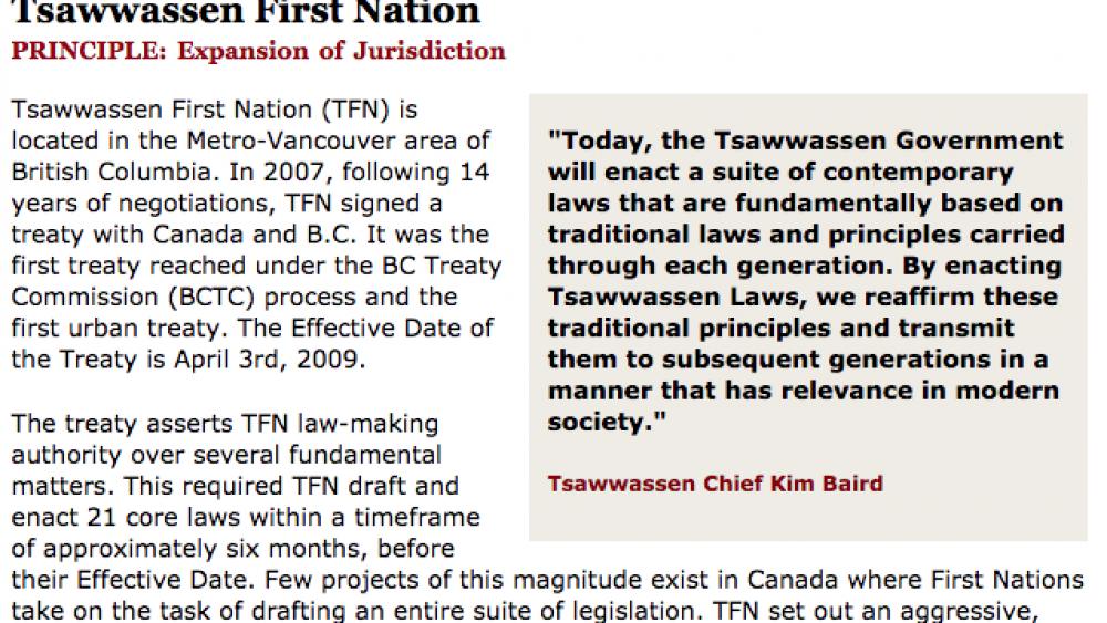 Best Practices Case Study (Expansion of Jurisdiction): Tsawwassen First Nation