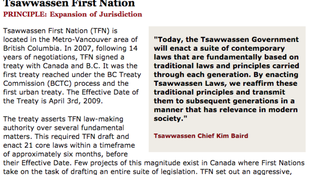 Best Practices Case Study (Expansion of Jurisdiction): Tsawwassen First Nation