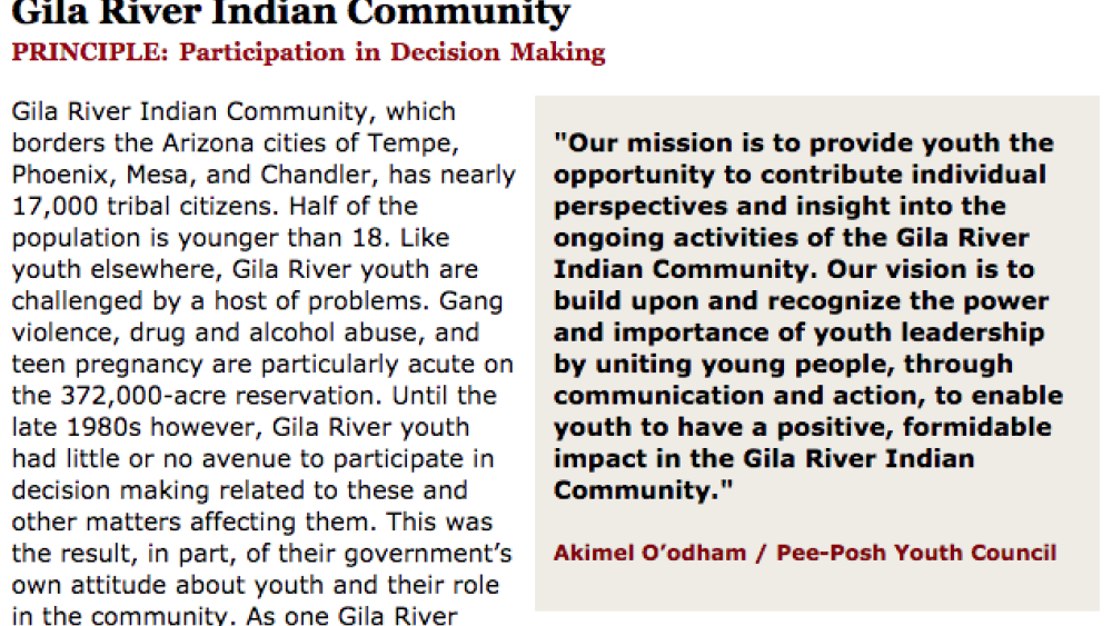 Best Practices Case Study (Participation in Decision Making): Gila River Indian Community