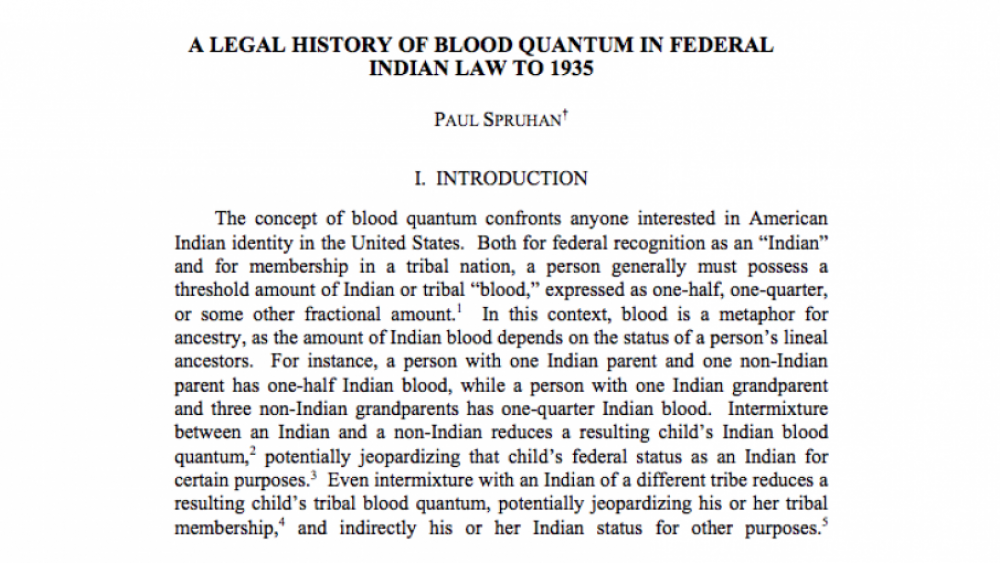 A Legal History of Blood Quantum in Federal Indian Law to 1935
