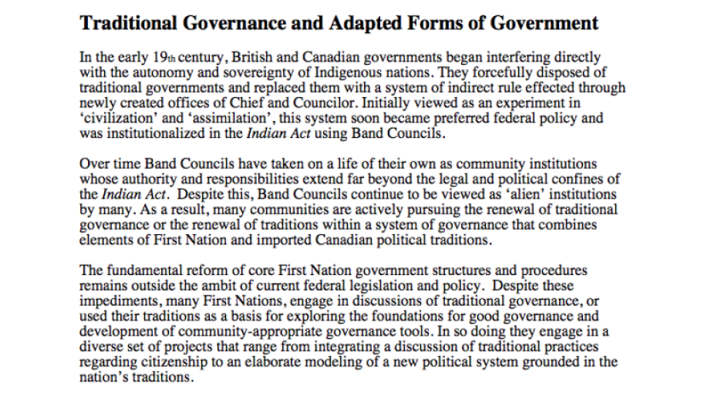Traditional Governance and Adapted Forms of Government Traditional Governance and Adapted Forms of Government