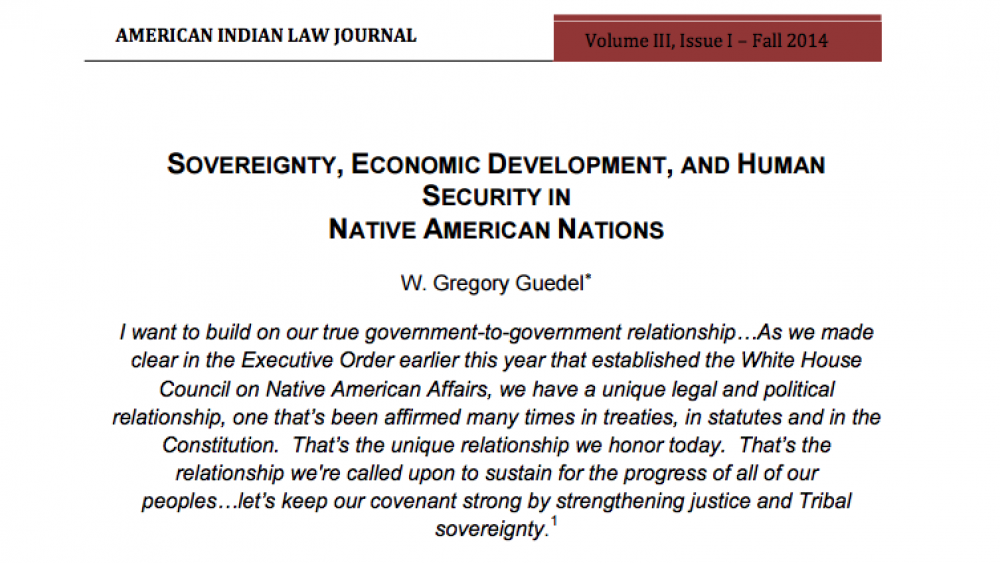 Sovereignty, Economic Development, and Human Security in Native American Nations