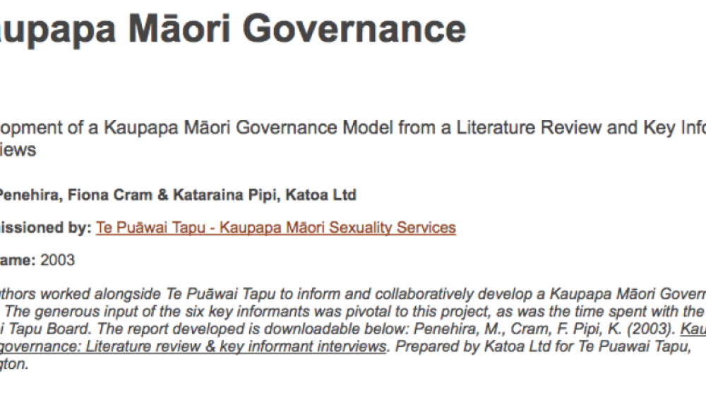 Development of a Kaupapa Maori Governance Model from a Literature Review and Key Informant Interviews